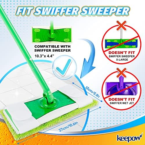 KEEPOW Reusable Mop Pads for Swiffer and Flat Mops - 4 Pack