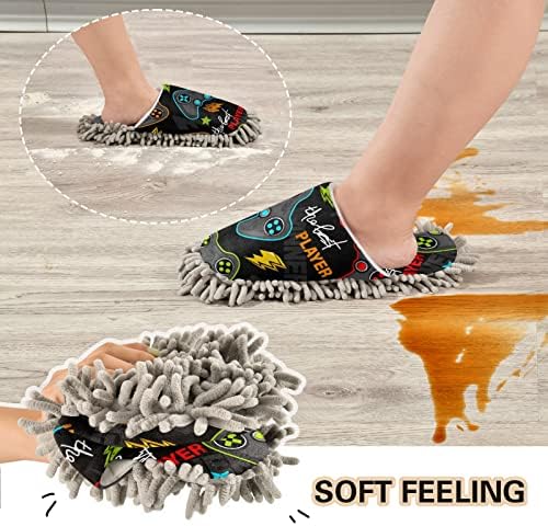 Xigua Microfiber Mop Slippers for Men Women Size L