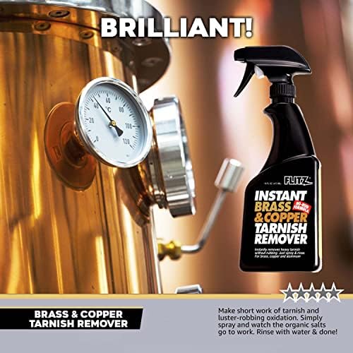 Flitz Brass and Copper Tarnish Remover 16oz - USA Made Organic Spray