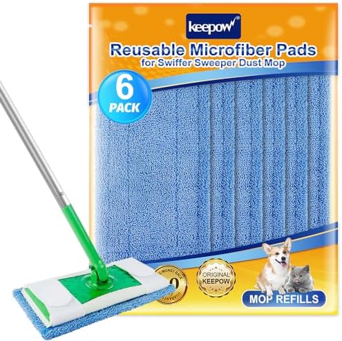 KEEPOW Microfiber Mop Pads 6 Pack Reusable