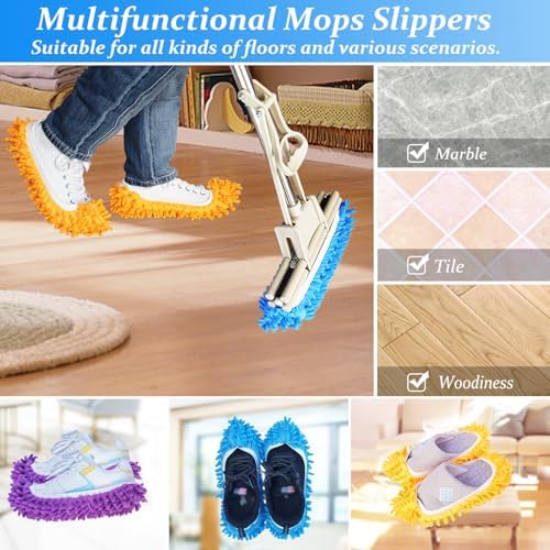 4 Pairs Mop Slippers for Floor Cleaning