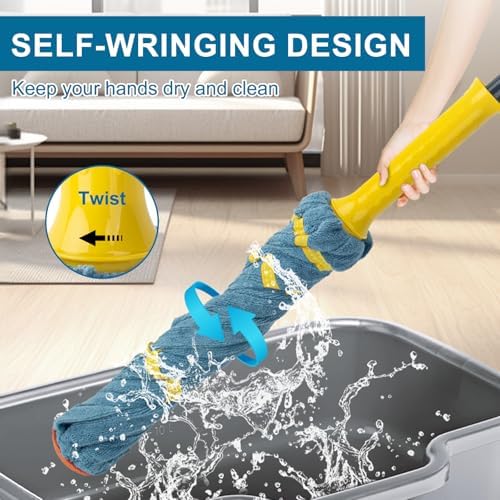 KeFanta Self-Wringing Twist Mop with Scouring Pad