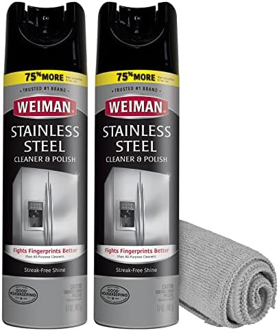 Weiman Stainless Steel Cleaner Polish 2 Pack with Microfiber Cloth
