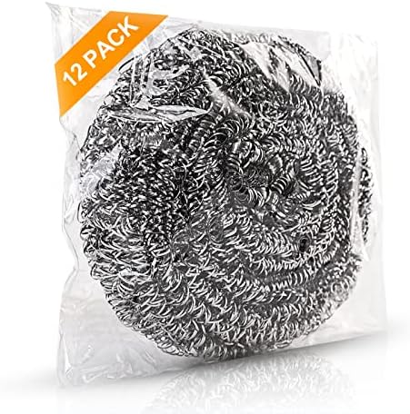 12 Pack Premium Stainless Steel Scrubbers - Heavy Duty Cleaning Tools