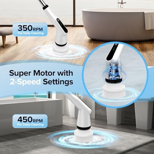 Dreazu Electric Spin Scrubber with 7 Brush Heads and Retractable Handle