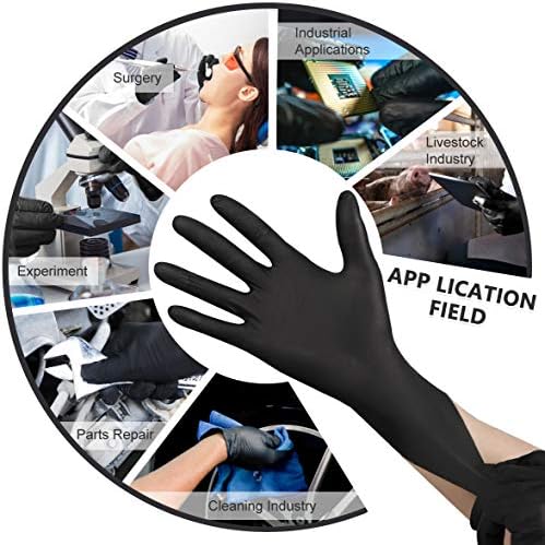 YOTU 100 Count Black Nitrile Gloves 6-Mil Textured