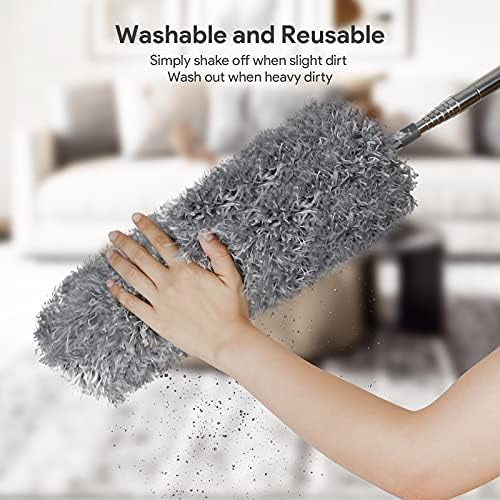 DELUX Microfiber Feather Duster Set 7PCS with 100 Inch Pole