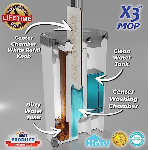 X3 Mop with 3 Reusable Microfiber Pads