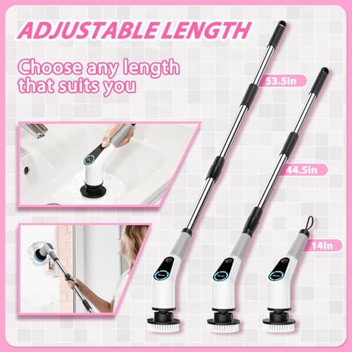 Dovety Electric Spin Scrubber with 8 Brush Heads and Extension Handle