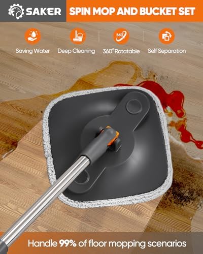 Saker Spin Mop and Bucket Set with Wringer