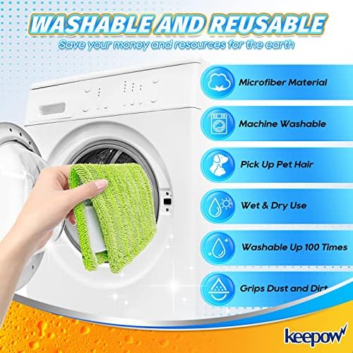 KEEPOW Reusable Mop Pads for Swiffer and Flat Mops - 4 Pack