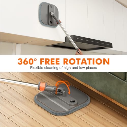 INWEJIA Spin Mop and Bucket Set with 90 Foldable and 360 Rotating Design