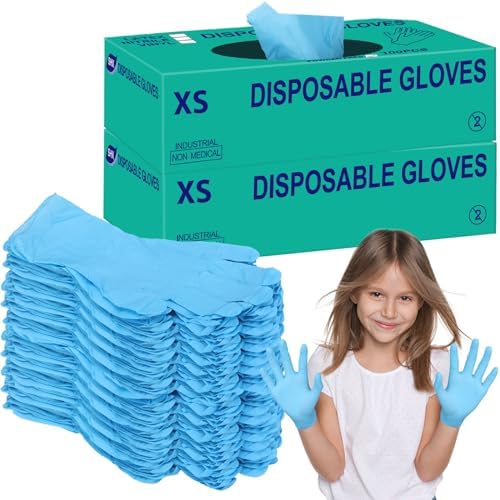 Woanger 200 Pieces Kids Nitrile Gloves No Latex X-Small