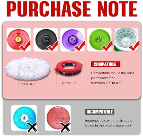 BOCA STORY Circle Mop Heads 4Pcs 1 Round Scrub Brush