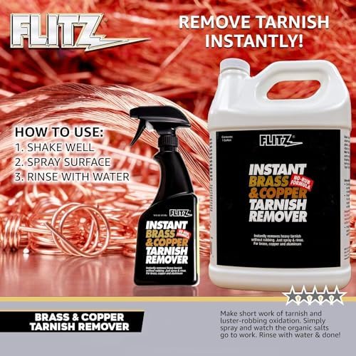 Flitz Brass and Copper Tarnish Remover 16oz - USA Made Organic Spray