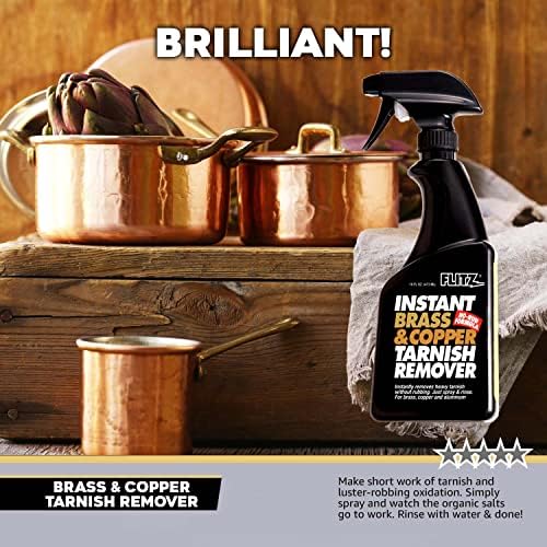 Flitz Brass and Copper Tarnish Remover 16oz - USA Made Organic Spray