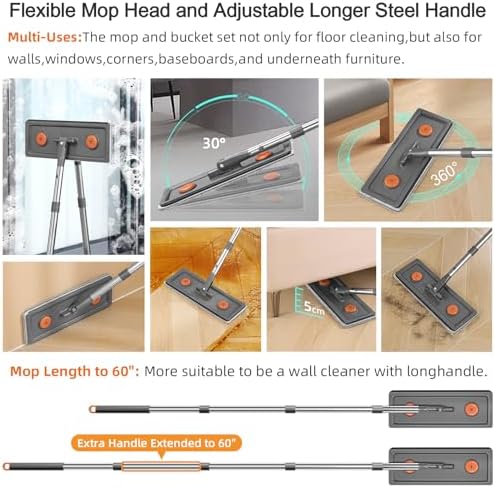 MOPALL Mop and Bucket with Wringer Set for Home Cleaning