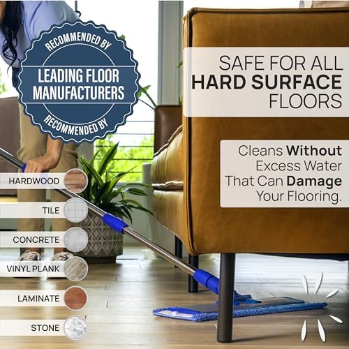 18 Inch Heavy Duty Microfiber Floor Mop - No Bucket Needed