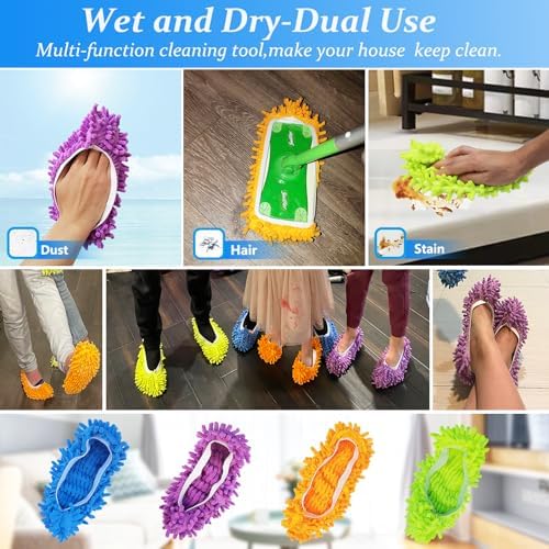 4 Pairs Mop Slippers for Floor Cleaning