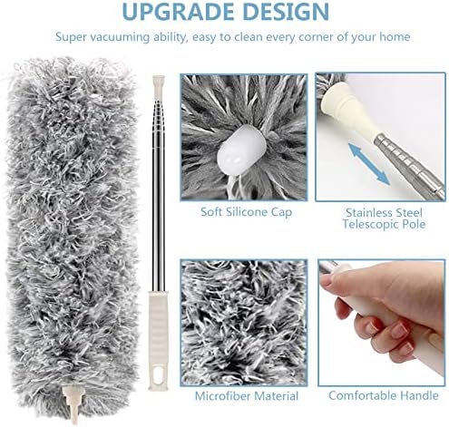 Azun Extendable Microfiber Duster with Bendable Head and Stainless Steel Pole