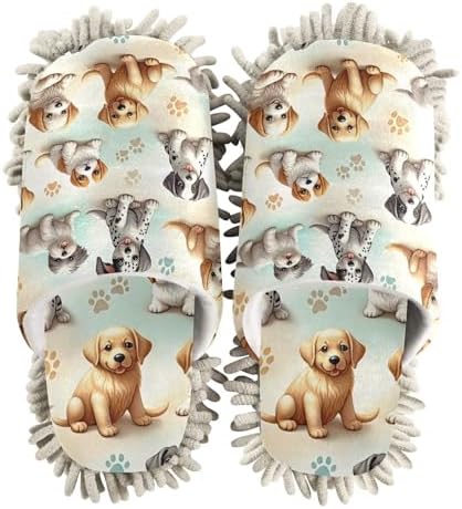 Xigua Microfiber Cleaning Slippers with Dogs Pattern 1