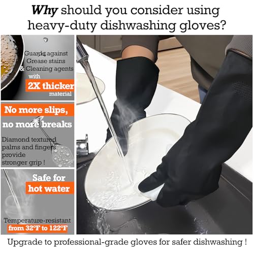 Exprosiflux Black Thick Rubber Gloves - 2 Pairs Heavy-Duty 1