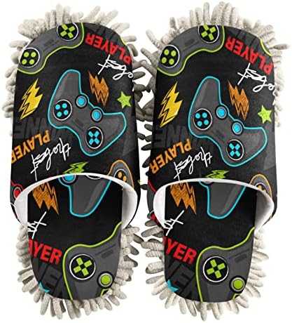Xigua Microfiber Mop Slippers for Men Women Size L