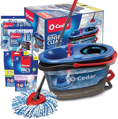 O-Cedar RinseClean Spin Mop Bucket with Citrus Lavender Refills