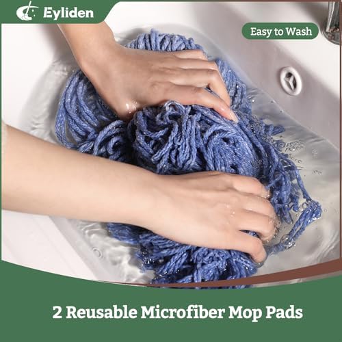 Eyliden String Mop with 2 Non- Touch Replacement Heads