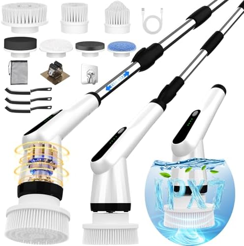 Dreazu Electric Spin Scrubber with 7 Brush Heads and Retractable Handle
