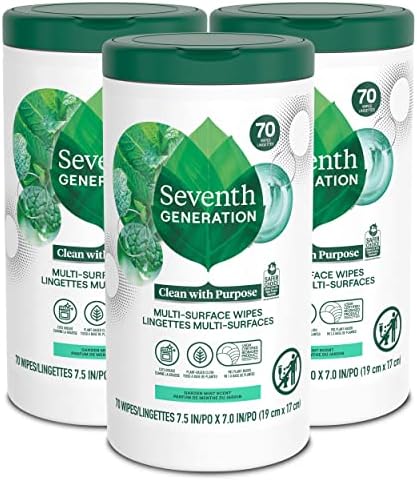 Seventh Generation Multi Purpose Wipes Garden Mint 70 Count Pack of 3