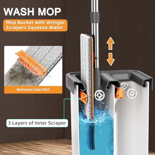 MOPALL Mop and Bucket with Wringer Set for Home Cleaning