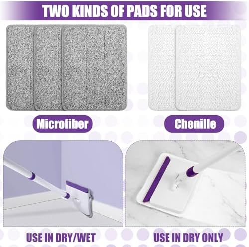 Baseboard Cleaner Tool with Extendable Handle and 5 Reusable Pads