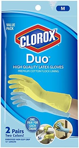 Clorox Natural Latex Non-Slip Gloves Medium Pack of 2