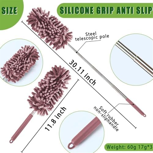 4Pcs Reusable Microfiber Dusters with Extension Pole