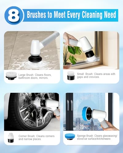 Electric Spin Scrubber with 8 Brush Heads and 2 Speeds 1