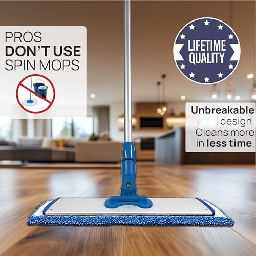 18 Inch Heavy Duty Microfiber Floor Mop - No Bucket Needed