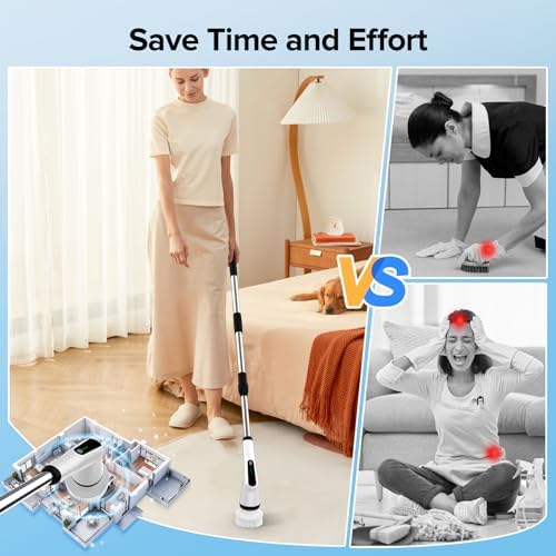 Dreazu Electric Spin Scrubber with 7 Brush Heads and Retractable Handle