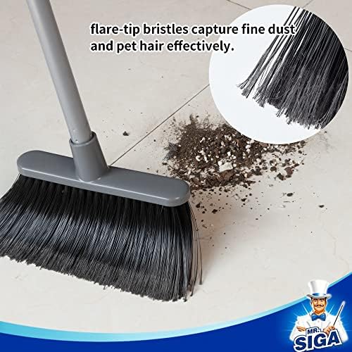 MRSIGA Broom and Dustpan Set with Adjustable Handles