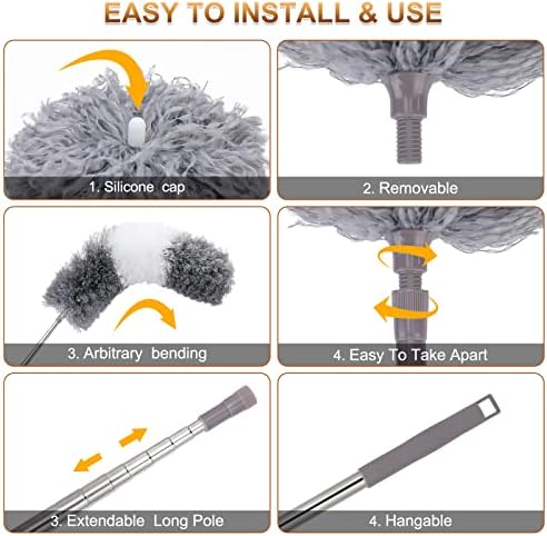 DEEHYO 9PCS Extendable Feather Duster Set for Fans Ceilings Cars and Furniture