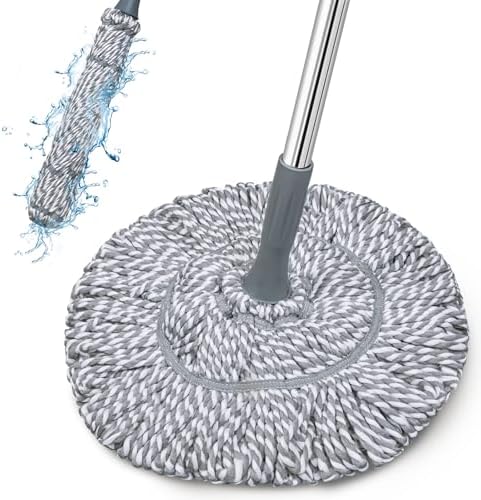GRAREND Self-Wringing Twist Mop with Scrub Pad 64-Inch Grey