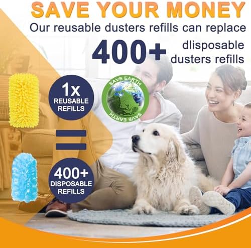 KeFanta Reusable Duster Refill 8Pcs with Handle 1