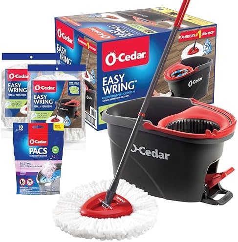 O-Cedar EasyWring Microfiber Mop Bucket System 2 Mop Heads with Lavender PACS