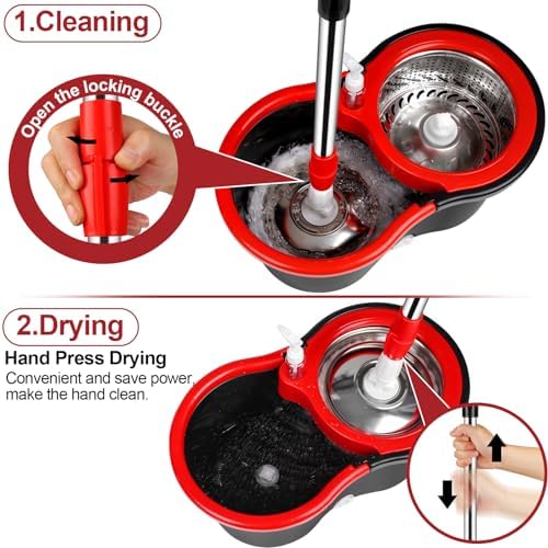 CooFel Spin Mop and Bucket with Wringer Set