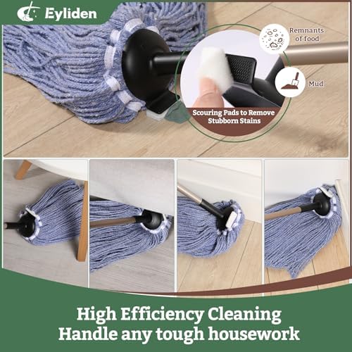 Eyliden String Mop with 2 Non- Touch Replacement Heads
