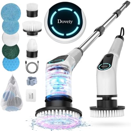 Dovety Electric Spin Scrubber with 8 Brush Heads and Extension Handle