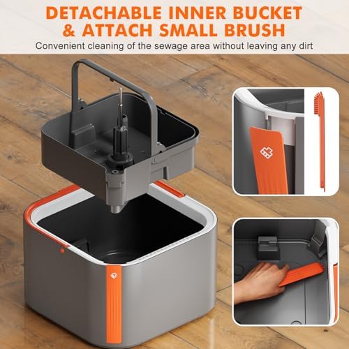 INWEJIA Spin Mop and Bucket Set with 90 Foldable and 360 Rotating Design