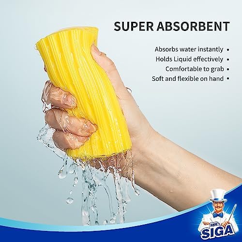 MRSIGA Reusable Duster Sponge with Ridged Surface 4 Pack Yellow