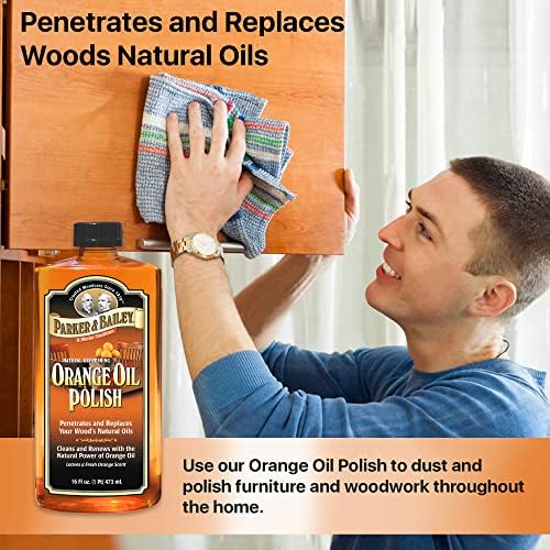 Parker Bailey Orange Oil Polish 16oz - Natural Wood Cleaner Furniture Polish 1