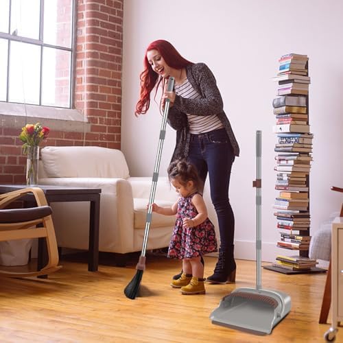 Kelamayi Upgrade Broom and Dustpan Set with Long Handle